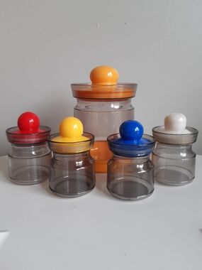 Colorful Retro Canister Set with Multicolor Lids